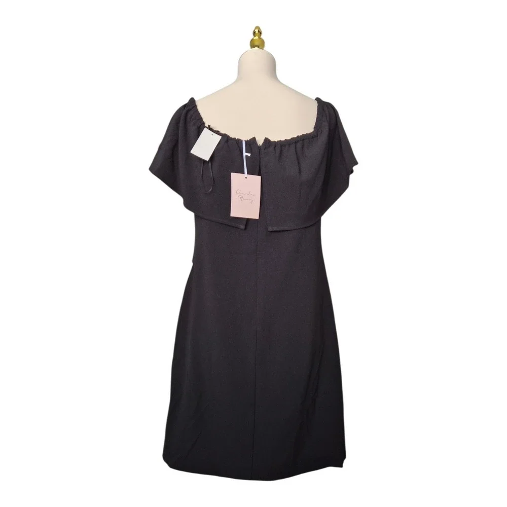 Charler Henry Womens Black Off‎ The Shoulder Shift Mini Dress  M